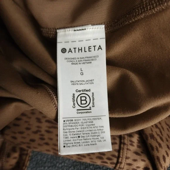 Athleta Salutation Jacket Leopard Print Zip Up Athletic‎ Top Women's Size L - Picture 9 of 11